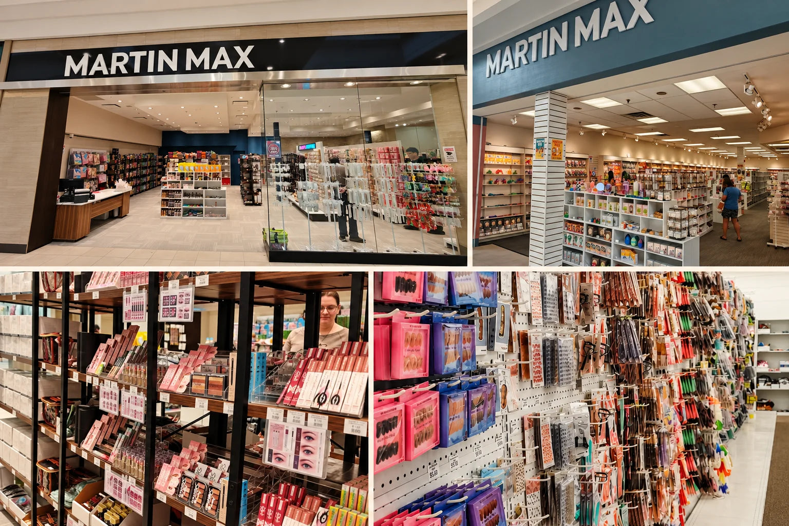 Collage of Martin Max retail stores and product displays